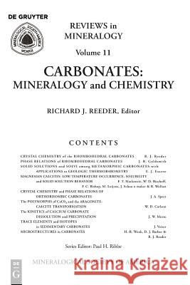 Carbonates: Mineralogy and Chemistry Richard J. Reeder 9780939950157 Mineralogical Society of America