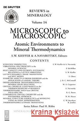 Microscopic to Macroscopic: Atomic Environments to Mineral Thermodynamics Susan Kieffer, Alexandra Navrotsky 9780939950188 de Gruyter