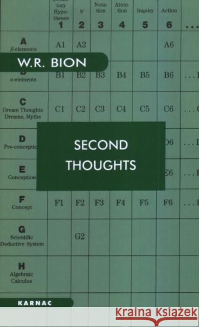 Second Thoughts : Selected Papers on Psychoanalysis Wilfred R Bion 9780946439041