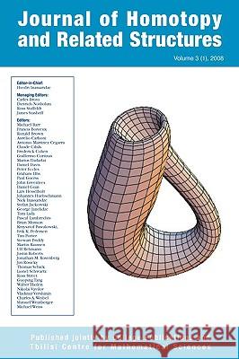 Journal of Homotopy and Related Structures 3(1) Inassaridze, Hvedri 9780954300685 College Publications