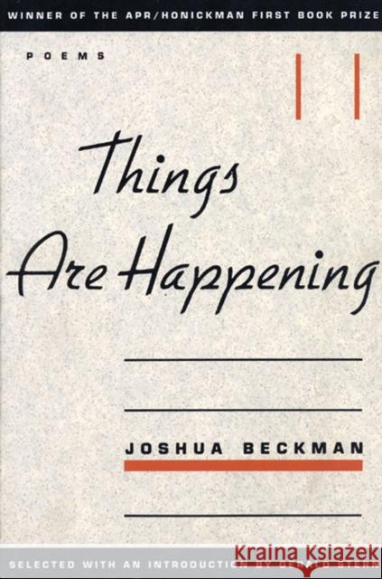 Things Are Happening Joshua Beckman Gerald Stern 9780966339512