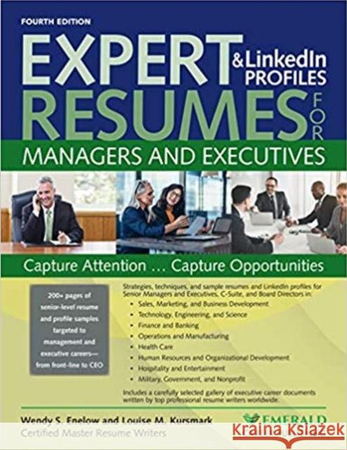 Expert Resumes and Linkedin Profiles for Managers & Executives Enelow, Wendy 9780996680363 Emerald Career Publishing