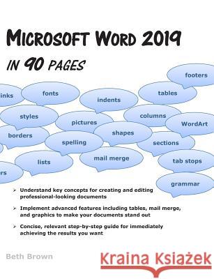 Microsoft Word 2019 In 90 Pages Beth Brown 9780998684444 Belleyre Books