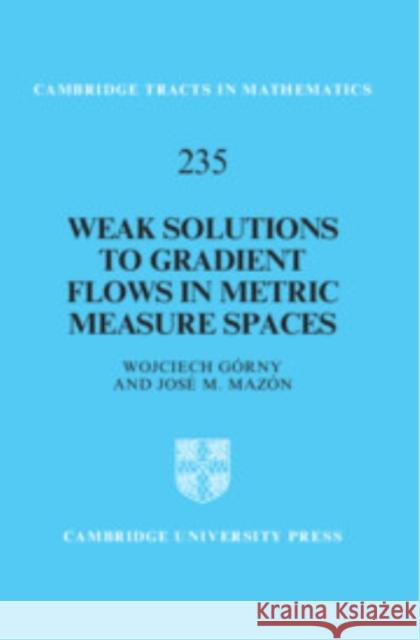 Weak Solutions to Gradient Flows in Metric Measure Spaces Jose M. (Universitat de Valencia, Spain) Mazon 9781009741125