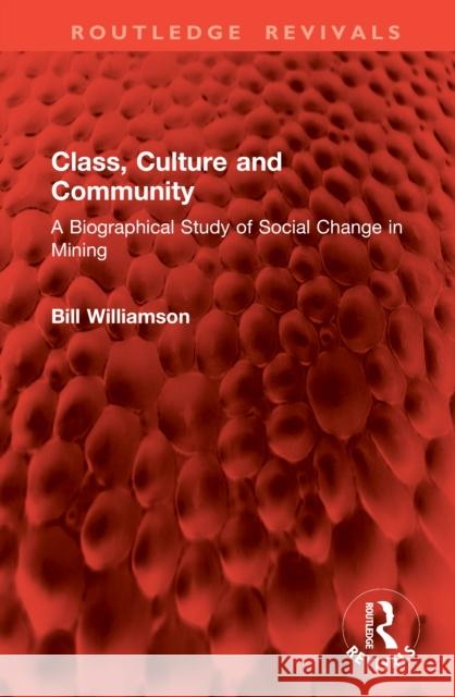Class, Culture and Community: A Biographical Study of Social Change in Mining Bill Williamson 9781041004387 Routledge
