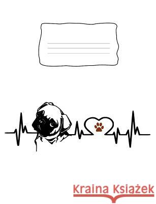 Composition Notebook: Pug Dog Heartbeat EKG Heart Line Rainbow Cloud Press 9781073082667