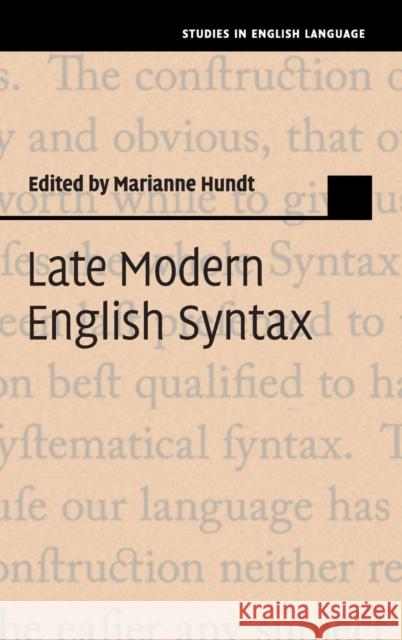Late Modern English Syntax Marianne Hundt   9781107032798 Cambridge University Press