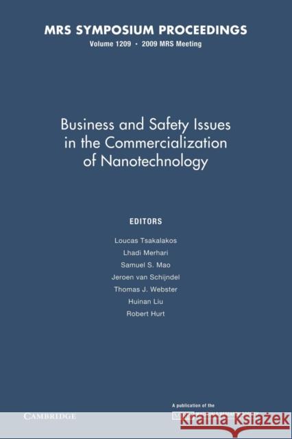 Business and Safety Issues in the Commercialization of Nanotechnology: Volume 1209 Loucas Tsakalakos Lhadi Merhari Samuel S. Mao 9781107408098 Cambridge University Press