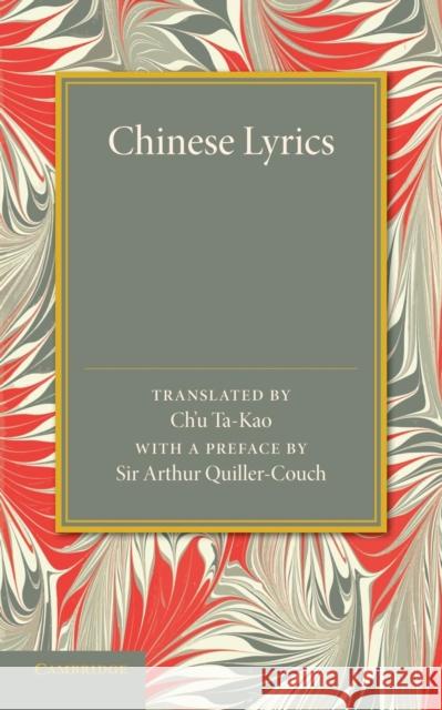 Chinese Lyrics Ch'u Ta-Kao 9781107418615 Cambridge University Press