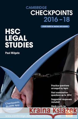 Cambridge Checkpoints Hsc Legal Studies 2016-18 Paul Milgate   9781107561908 Cambridge University Press