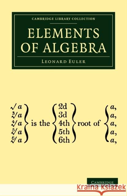 Elements of Algebra Leonard Euler 9781108002967