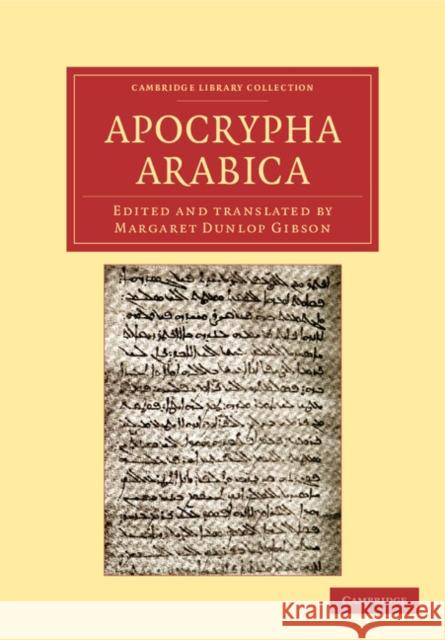 Apocrypha Arabica Margaret Dunlop Gibson   9781108043472 Cambridge University Press