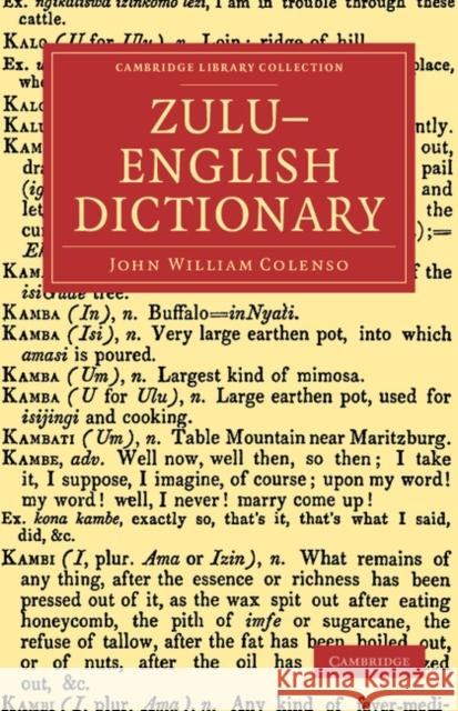 Zulu-English Dictionary John William Colenso 9781108047166 Cambridge University Press