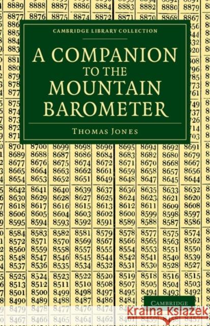 A Companion to the Mountain Barometer Thomas Jones 9781108049375