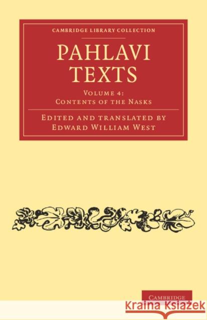 Pahlavi Texts Edward William West   9781108054324 Cambridge University Press