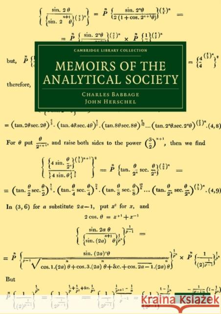 Memoirs of the Analytical Society Charles Babbage John Herschel 9781108062404 Cambridge University Press