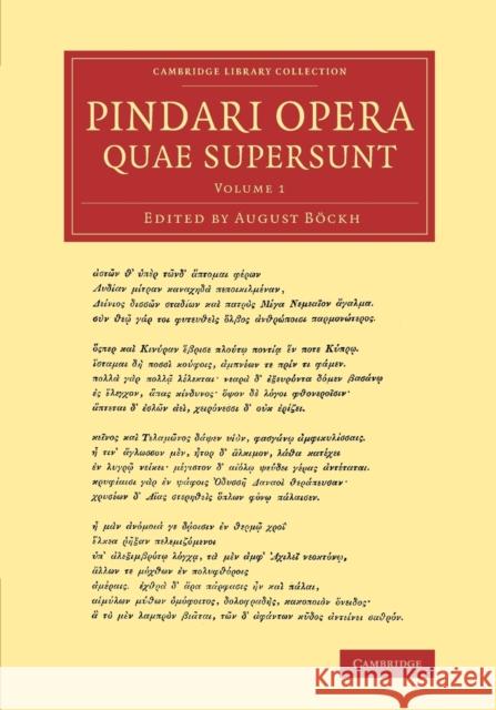 Pindari Opera Quae Supersunt Böckh, August 9781108063586 Cambridge University Press