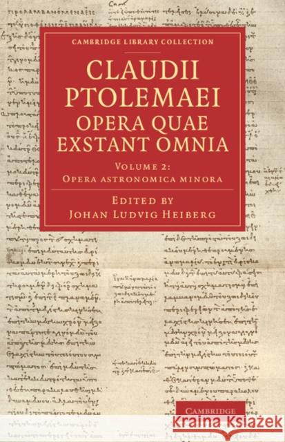 Claudii Ptolemaei Opera Quae Exstant Omnia Ptolemy 9781108063661