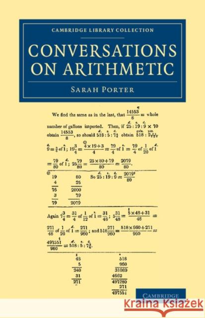 Conversations on Arithmetic Sarah Ricardo Porter   9781108075350 Cambridge University Press