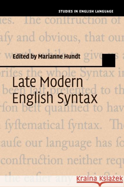 Late Modern English Syntax Marianne Hundt 9781108403870