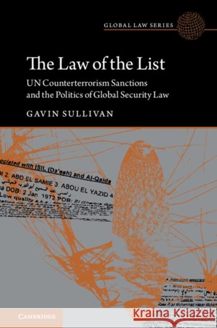 The Law of the List: Un Counterterrorism Sanctions and the Politics of Global Security Law Gavin Sullivan 9781108491921 Cambridge University Press