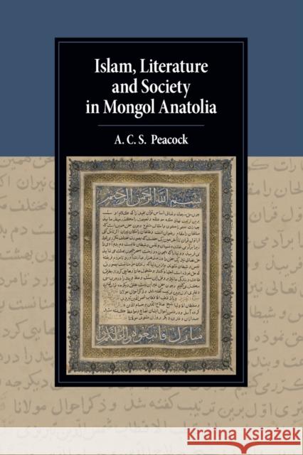 Islam, Literature and Society in Mongol Anatolia A. C. S. (University of St Andrews, Scotland) Peacock 9781108713481 Cambridge University Press