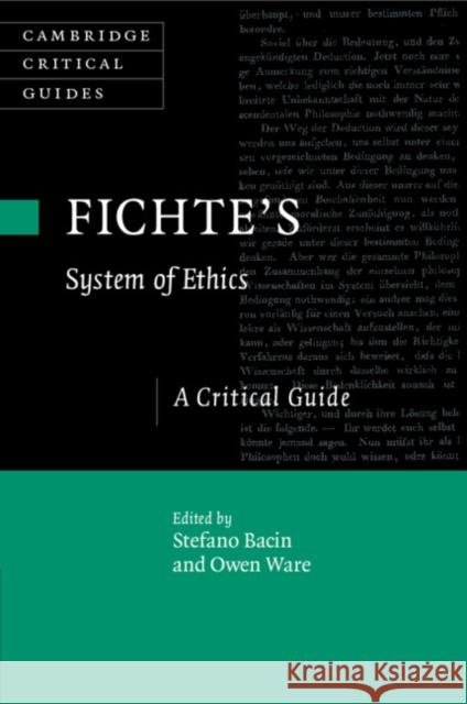 Fichte's System of Ethics  9781108727808 Cambridge University Press