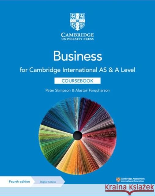 Cambridge International AS & A Level Business Coursebook with Digital Access (2 Years) Alastair Farquharson 9781108921220 Cambridge University Press