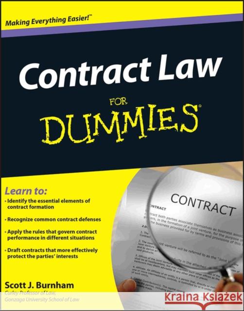 Contract Law for Dummies Burnham, Scott J. 9781118092736
