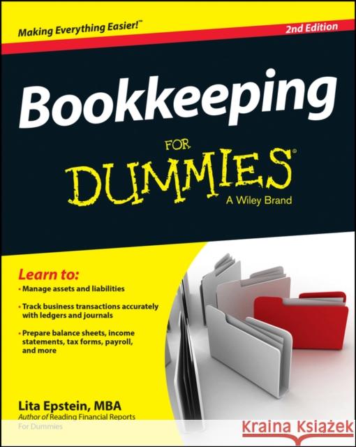 Bookkeeping For Dummies Epstein, Lita 9781118950364