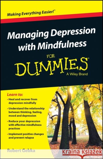 Managing Depression with Mindfulness for Dummies Gebka, Robert 9781119029557 John Wiley & Sons