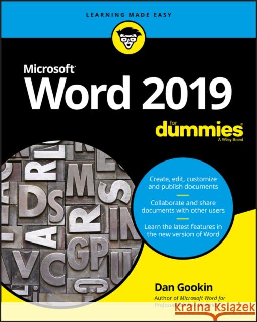 Word 2019 for Dummies Gookin, Dan 9781119514060 For Dummies