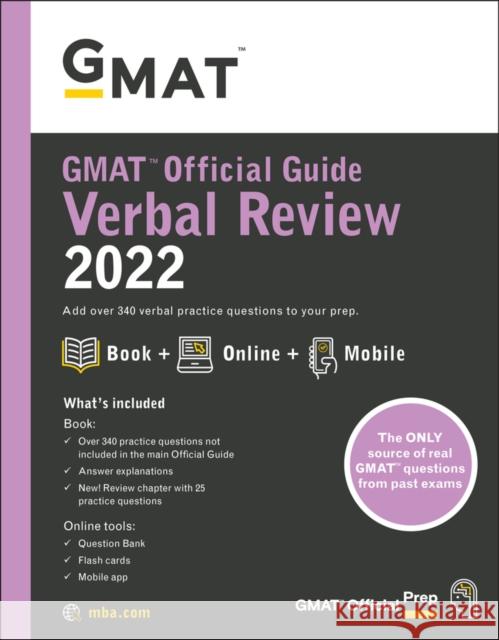 GMAT Official Guide Verbal Review 2022: Book + Online Question Bank Gmac (Graduate Management Admission Coun 9781119793793 Wiley