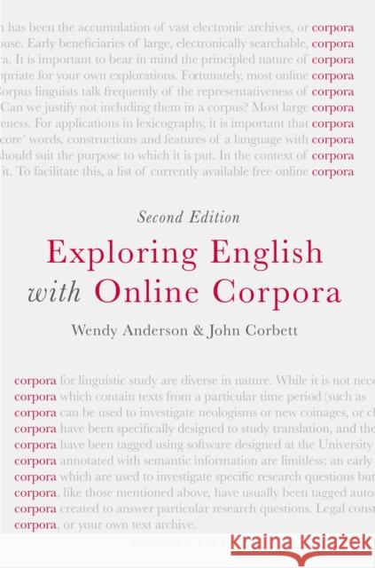 Exploring English with Online Corpora Wendy Anderson John Corbett  9781137438096