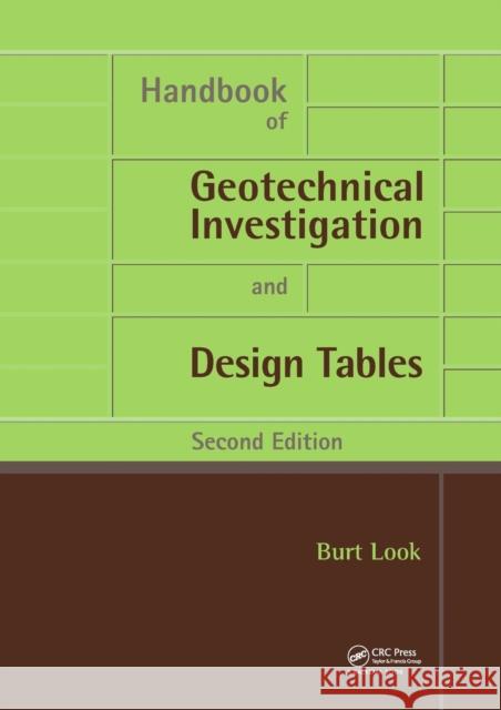 Handbook of Geotechnical Investigation and Design Tables Look, Burt G. 9781138001398 CRC Press
