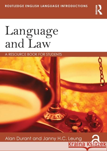Language and Law: A resource book for students Durant, Alan 9781138025578