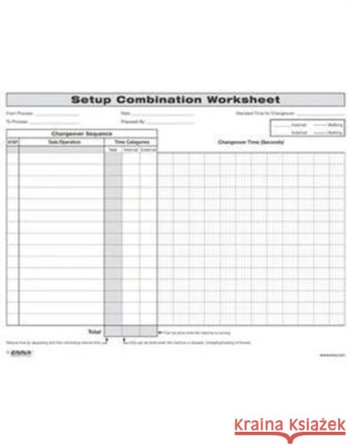 Quick Changeover: Setup Combination Worksheet: Setup Combination Worksheet Enna 9781138078918 Productivity Press