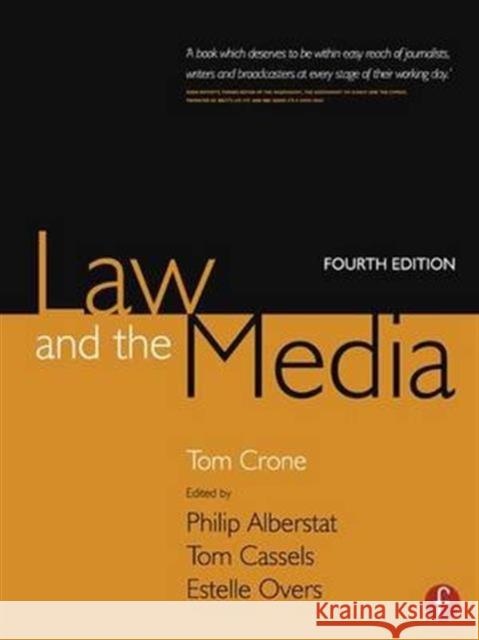 Law and the Media Tom Crone Philip Alberstat Tom Cassels 9781138146419 Focal Press