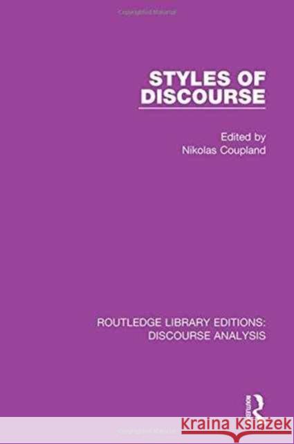 Styles of Discourse  9781138224285 Taylor and Francis