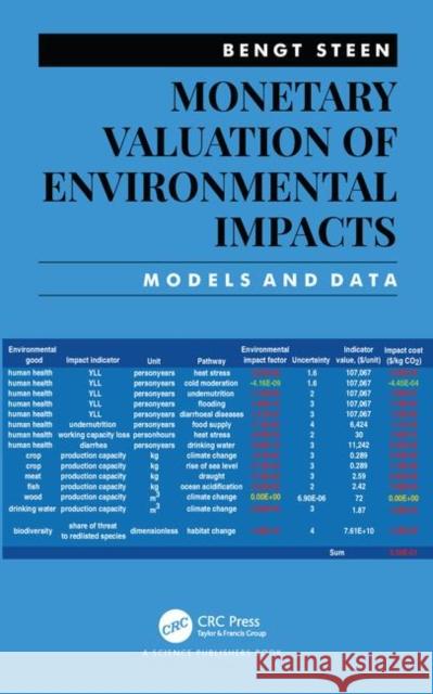 Monetary Valuation of Environmental Impacts: Models and Data Bengt Steen 9781138366565 CRC Press