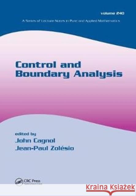 Control and Boundary Analysis John Cagnol 9781138404144