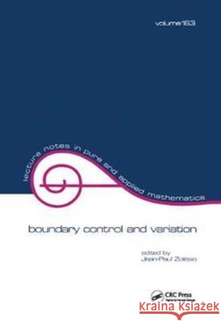 Boundary Control and Variation Zolesio, Jean-Paul 9781138417656