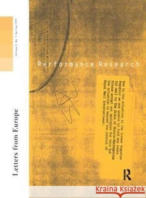 Performance Research: Letters from Europe Ric Allsopp 9781138419223