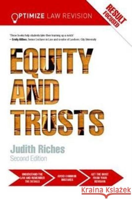 Optimize Equity and Trusts Judith Riches 9781138424579 Routledge