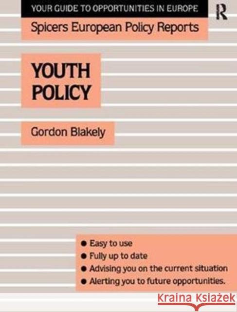 Youth Policy Gordon Blakely 9781138425446 Routledge