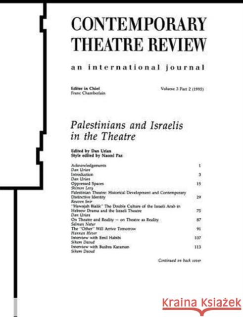 Palestinians and Israelis in the Theatre Dan Urian 9781138473164 Routledge