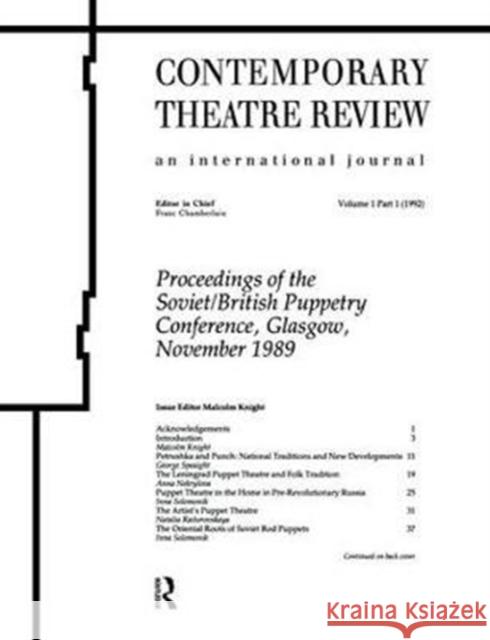 Process of the Soviet/British: Conference on Soviet-British Puppet Theatre: Selected Papers Malcome Knight 9781138473171 Routledge