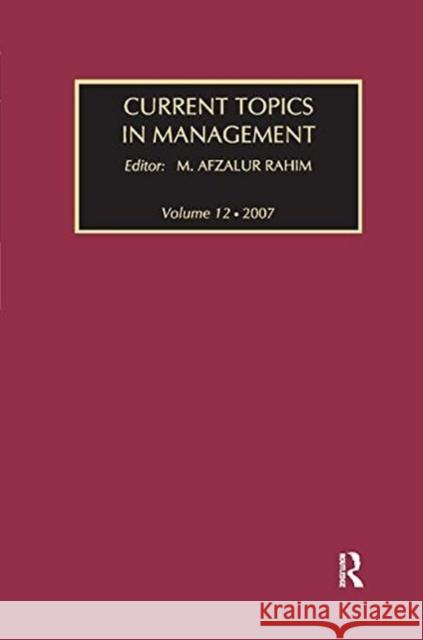 Current Topics in Management: Volume 12  9781138508903 