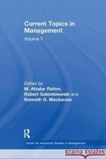 Current Topics in Management: Volume 7  9781138508958 