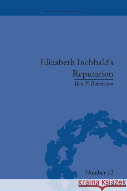 Elizabeth Inchbald's Reputation: A Publishing and Reception History Ben P Robertson   9781138663190 Taylor and Francis